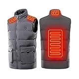 4 Bereiche USB elektrisch beheizbare Weste Heizjacke Herren Winter Motorradjacke Thermal Moto Warm Touring Jagdbekleidung (Grau XL)