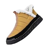 Herren-Schneestiefel, Winter, warm, hohe Oberseite, flache Unterseite, lässig, Thermoschuhe, modisch, atmungsaktiv, Knöchelschuhe, Pelzfutter, Schlupfschuh, wasserdicht, weiche Sohle, Schuhe, gelb