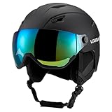 Lixada Skihelm mit Visier - Atmungsaktiv für Herren & Damen mit Lüftungsöffnungen - Unisex, Größenverstellbar, Kopfumfang 55-61 cm
