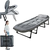 MDDKOP Feldbett klappbar Upgraded mit bequemer Baumwollfüllung - integriertes Kissen & Matratze - Gästebett Campingbett Strandliege Gartenliege Reisebett Erwachsene Faltliege Klappbett Platz Sparen(19
