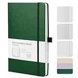 HOMEMARS Notizbuch, Notebook, 21cm*14.5cm, Notizbuch A5 Kariert, Journal buch, Reisetagebuch, Kariert Papier,Notizblock, Notizbücher a5, 100GSM, 200 Seiten, Grün,Leder Hardcover