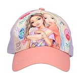 Depesche 13511 TOPModel Girl Power - Bedruckte Cap in Beige, mit Model Motiv und bunten Batches, Kinder-Mütze mit Netz und Größenverstellung
