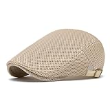 meioro Herren Mesh Schirmmütze, Atmungsaktive Sommer Newsboy Gatsby Barett Cap für Männer und Frauen, Unisex Flache Kappe Driving Schiebermütze Sportmütze Sonnenhut Flat Cap Größe 55cm-60cm (Khaki)