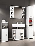 VCM 4-TLG. Komplett Badmöbel Badschrank Bad Unterschrank Hochschrank Set Zalo ll Weiß