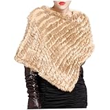 Kalastussaari Gestrickte echte Kaninchenpelze Poncho, Lady Luxury -Schal, gestreifte Pelze Poncho -Pullover, Furscape für Hochzeit