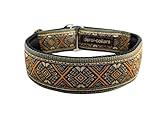 Schmuck Hundehalsband mit Polsterung Zugstopp-Halsband Martingale 4cm breit verstellbar (bis 44cm Hals- 50cm Kopfumfang inkl 6cm Zugstopp, Metallteile: Stahl)
