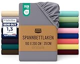 Utopia Bedding - Spannbettlaken 180x200cm - Grau - Oeko-Tex Zertifiziertes Gebürstete Polyester-Mikrofaser Spannbetttuch - 35 cm Tiefe Tasche
