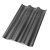 KITDAHOM Baguette Backform - Brot Backen Zubehör für 3 Baguettes - Hochwertiges Antihaftbeschichtung Baguette-Backblech - Baguetteblech (38x24,5x2,2cm)（Schwarz）