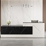 Moderner L-förmiger Empfangstisch in Weiß, stilvolle Rezeptionstheke für Märkte, Convenience Stores, Schönheitssalons, Friseure, Büromöbel (L95 Zoll)