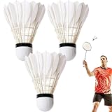 Rrlihjgu Federbälle für Badminton – Set mit 3 natürlichen Federbällen für Training, Entenfedern, Sportzubehör, Gleichgewichtstraining für Outdoor und Familie