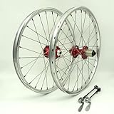 AiWLPTian 20 Zoll BMX Fahrrad Laufradsatz 406mm Silber Beach Cruiser Fahrrad Vorder- und Hinterrad Stahl 28H QR für 8/9/10 Fach Kassette.