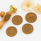 Siegelstempel Personalisiert, Wachssiegel Siegelstempel mit Buchstaben, Eigenem Logo, Zierranke, Messingkopf Wachssiegel Stempel Set mit Abnehmbarer Holzgriff für Hochzeitseinladungen Brief Karte