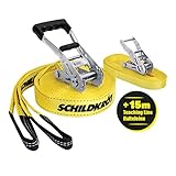 Schildkröt Slackline Komplettset 15 m x 5 cm mit Trainingsleine & Ratschen I Balance-Spiel für Kinder & Erwachsene I Robustes Nylon, 150 kg belastbar, inkl. Tasche & Anleitung
