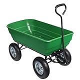 Wiltec Gartenwagen mit Kippfunktion bis 350 kg, Handwagen mit 125 l Volumen, Bollerwagen für Gartenarbeit, Handkarren für u. a. Rasen, Kies, Schlamm
