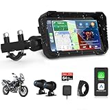 4K Motorrad Carplay Android Auto mit Dashcam Vorne Hinten, 6,25 Zoll Carplay Bildschirm GPS Dashcam Motorrad IP67 Wasserdichter Touchscreen, Navigationsgeräte Dual-Bluetooth Sprachsteuerung 64G TF