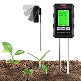LEUTED 6-in-1 pH Tester, Multifunktionaler pH Wert Messgerät für pH Fruchtbarkeit Temperatur Lichtintensität Bodenfeuchte und Luftfeuchte,Feuchtigkeitsmessgerät Pflanzen für Rasen Gartenarbeit