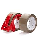 Mr. Pen- Verpackungsband, 2' (5 cm) breit, 55 m lang, Braun, 2 Rollen mit 1 Abroller, 2,6 mil, Starkes Paketband mit Handabroller