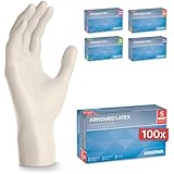 ARNOMED 100x Einweghandschuhe S, Latexhandschuhe Weiß (1x100 Stück), Einweghandschuhe puderfrei, Handschuhe Latex Einweg, Putzhandschuhe, Latex Handschuhe, Einmal-/Einweg-Handschuhe XS, S, M, L & XL
