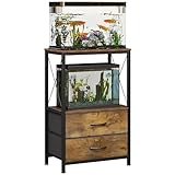 Welfuturer Aquariumständer, 38 L Aquarium-Ständer mit 2 Schubladen, Aquariumregal für 40 L Fisch, Schildkröten & Reptilienbecken, 2-stöckiger Aquarium Tisch, Rustikal Braun