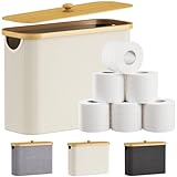 Lifewit 23L Toilettenpapier Aufbewahrungskorb, Bambus Badezimmer Organizer, Badezimmer Aufbewahrungsschrank, Toilet Paper Behälter mit Deckel, 41.5 x 17 x 31 cm, Beige