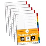 perfect line - Ordner-Register DIN-A4 aus Kunststoff (PP), 10 Taben (10-teilig), 5er Set, Trennblätter für Akten-Ordner, recycelbar, made in Germany