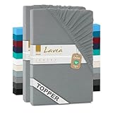 2er Set Lavea Topper Spannbettlaken - Spannbetttuch Jersey Topper Serie Maya, 90x200cm | 100x200cm, Mittelgrau, 100% Baumwolle, hochwertige Verarbeitung, mit Gummizug