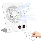 VEMONT Mini Tischventilator, USB Ventilator,5000mAh Akku-Ventilator,180°Kippbarer tragbarer Ventilator mit Fernbedienung, stufenlose Geschwindigkeit, starker Wind, leise hängende Ventilatoren-Schwarz