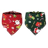 Halstuch Hund Weihnachten - 2 Stück Einstellbare Hundehalstuch Weihnachten Haustier Kostüm,Dreieck Bandana mit Weihnachtsmann und Schneeflocke, Hunde Halstuch für Kleine Mittlere Große Hunde Geschenk