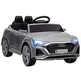 AIYAPLAY Kinder Elektroauto 12V Kinderauto mit 2,4G Fernbedienung, MP3 Musik & Hupe, Elektrofahrzeug mit Scheinwerfer, 4 gefederte Räder, 3-5 km/h, für 3-4 Jahre Kinder, Grau
