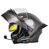 Bluetooth Motorradhelm Klapphelm Modularer Motorrad Integralhelm Mit Gesichtsschutz und Schwarze Gläser ECEDOT Zertifiziert mit Eingebautem Mikrofon für Automatische Reaktion 11,M=57~58cm
