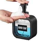 Segbeauty Schaumseifenspender, 1 Stück 300ml Seifenspender Schwarz, Schaumspender Kunststoff, Handseifenspender mit Etiketten, Seifenspender Modern