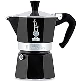 Bialetti - Moka Color: Ikonische Espressomaschine für die Herdplatte, macht echten Italienischen Kaffee, Moka-Kanne 1 Tassen (60 ml), Aluminium, Schwarz