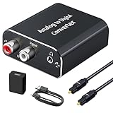 AMANKA Analog zu Digital Audio Konverter mit Optischem Kabel- Analog auf Digital Wandler RCA Cinch + 3.5mm Audio-Klinke zu Toslink/SPDIF Koaxial Audio Adapter für TV DVD Blu-Ray PS3 XBOX -Aluminium