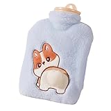 Yhsioaklo Wärmflasche für Krämpfe – 900 ml Cartoon-Wärmflasche, weicher warmer Wasserbeutel, bequeme warme Kompresse, große Kapazität, Wärmebeutel für Frauen, Hände und Füße