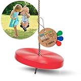 Spielturmking® Schaukel Garten Lilia - Tellerschaukel - Kinderschaukel Outdoor Indoor - Schaukelsitz Kunststoff Schaukelbrett für Kinder zum Schaukeln - Höhenverstellbar - rutschfest (Rot)