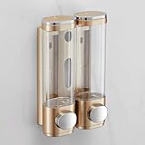 Zanzan Duschlotionsspender Dusche Spender Seifenspender Dusche Seife White Gold Silber Klar 2 Kammerwandhalterung Shampoo Duschgel Wandhalterung Seifenspender (Color : Gold)