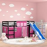 UJCHVHN Beds & Accessories Kinder Hochbett mit Vorhängen ohne Matratze Rosa 80x200 cm Möbel