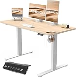 JUMMICO Höhenverstellbarer Schreibtisch mit USB-Ladeanschluss,Schreibtisch Höhenverstellbar Elektrisch, Steh-Sitz Tisch Stehpult Verstellbarer Computertisch,Standing Desk,120 x 60 cm, Beige