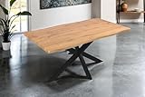 SAM Esstisch Josy | 160 x 85 cm | Holz Wildeiche-Optik | Spider-Gestell Metall schwarz | 40 mm Tischplatte mit Baumkante | Tisch für Esszimmer & Küche