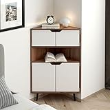 soges Holzschrank Aufbewahrungsschrank Eckschrank mit Aufbewahrungsregal für Wohnzimmer, Esszimmer, Schlafzimmer