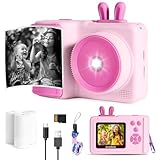 Kinder Sofortbildkamera Digitalkamera für Mädchen und Jungen, 1080P HD Fotoapparat für Geburtstagsgeschenk oder Weihnachten (Rosa)