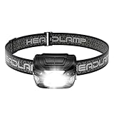 konqkin Stirnlampe Wiederaufladbar -Helmlampe-Headlight-I6 Modi-Sensor & Rotlicht-Kopflampe,Schwarz
