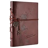 RongRao Notizbuch A5, Leder, Spiralbindung, 200 Seiten, Ringbuch, nachfüllbar, Skizzenbuch, dickes Papier, blanko, Softcover, Tagebuch für Erwachsene, Rezeptbuch zum Selbstschreiben, Bullet Journal, R