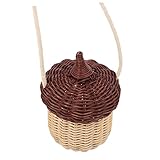 JEWEDECO Rattan Geflochtene Mini Eichel Form Umhängetasche Handgefertigter Tragbarer Aufbewahrungskorb Für Zum Und Dekorieren