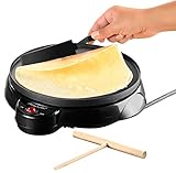 Rosenstein & Söhne Crepe Pfanne elektrisch: Elektrischer Medium-Crêpes-Maker, 650 Watt, Ø 23 cm (Crpes Pfanne)