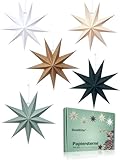 5 Stück Papiersterne, Faltsterne Weihnachtsstern 30cm Skandinavisch 9 Zacken Sterne für Weihnachts Dekoration Zimmer Party Wohnzimmer Hochzeit