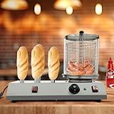 Elektrischer Hot Dog Maker Maschine Hot-Dog-Maker Würstchenkocher Edelstahl Bockwurstwärmer Heizung Gerät Wurstkocher Würstchenwärmer Brötchen Toaster Maschine für Restaurant Snackbar Schnellkostwagen