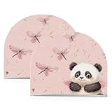 Serviettenhalter aus Acryl, Motiv: niedliche Pandas, pfirsichfarben, flach für den Außenbereich, Esszimmer, freistehend, Serviettenhalter für Badezimmer, Heimdekoration