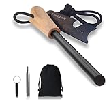 Feuerstahl Mit Handmade Griff, Set Feuerstahl Outdoor, Feuerstein Survival Set, Wasserfester Magnesium Feuerstarter, Mit Teleskop Blasrohr, Pfeife, Schaber Mit Skala, Für Wandern, Camping, Outdoor