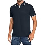 KOG Poloshirts für Herren Polohemd Kurzarm Kleidung Einfarbig Bekleidung Vintage Baumwolle Oberteil Gutschein Amazon Tops Sommer Sportshirt Jungen Lose Top Sale Angebote Marine 3XL